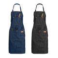 Denim Apron Salon Working Clothes Barber Cloth Kitchen Cooking Grill Restaurant Bar Shop Cafes Baking Beauty Nails Uniform.