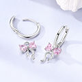 Hot Bow Earring For Woman Hoop Earring Original Pink Zircon Pendientes Eardrop Fit Girl Fashion Jewelry.