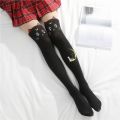 Cartoon Anime Knee Socks Moon Printed Thigh Stockings Luna Cat Black And White Cute Lolly Slimming Sock High Tube Panties. 