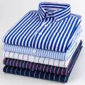 Striped Shirt for Men Long Sleeve Shirts All-Match Slim Fit Korean Print Shirt Non-iron Casual Formale Business Dress Shirts. 