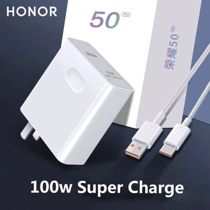 Honor 100W Fast Charger EU/US/UK SuperCharge Power Adapter 6A Usb Type C Cable For Magic 8 7 6 Pro V5 V2 400 300 200 100 90 80