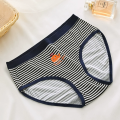 5-Piece Striped Printed Women's  Triangle Pants, Mid Waist Elastic Breathable Underwear, Thin Women's Summer Underwear. 