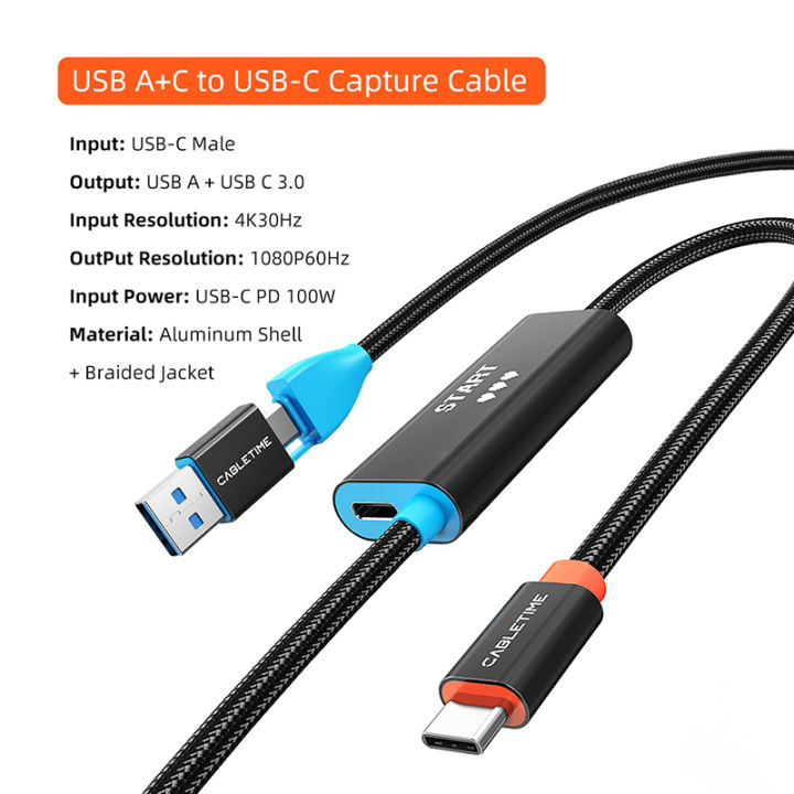 CABLETIME%20USB%20C%20Video%20Capture%20Card%20100W%20PD%20Card%202-in-1%20USB%20A/USB%20C%201080P@60Hz%205Gbps%20for%20Tablet%20Laptop%20%20Switch%202%20-%20Image%207
