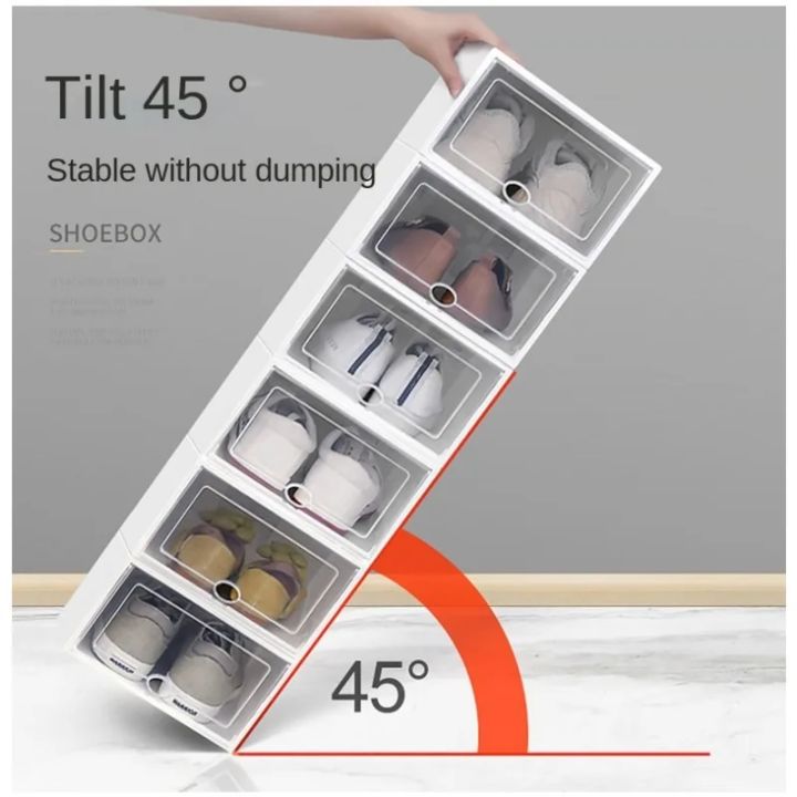 Shoe Organizer Stackable Shoe Storage Boxes Drawer Type Front Opening