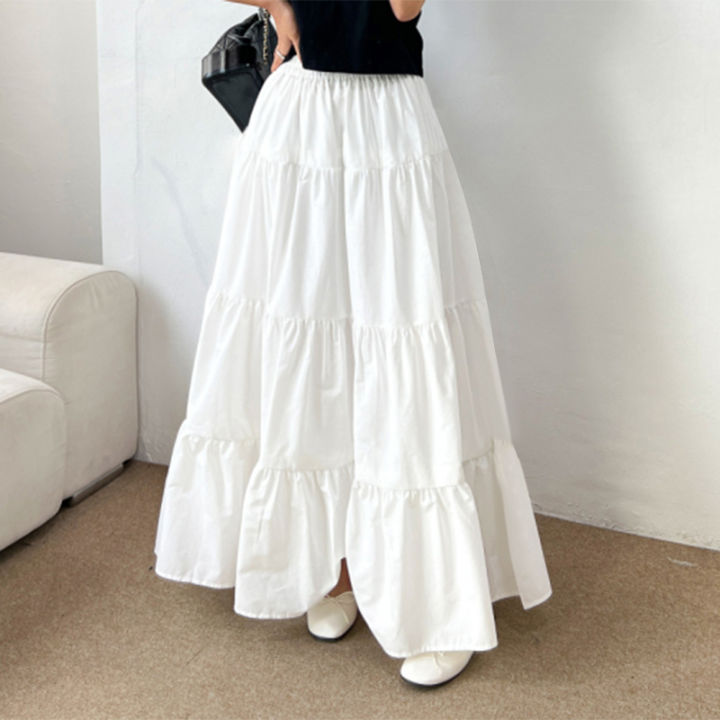 ZANZEA%20Women%20Korean%20Fashion%20Tiered%20Maxi%20Skirt%20Elastic%20Waist%20Casual%20Solid%20Color%20A-line%20Faldas%20Mujer%20Holiday%20Streetwear%20Long%20Jupes%20-%20Image%207
