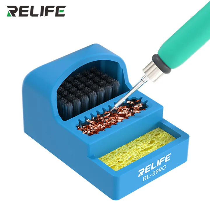 RELIFE%20RL-599C%20Solder%20Tip%20Cleaner%203-IN-1%20Steel%20Brush/Copper%20Wire%20Ball/Sponge%20Welding%20Soldering%20Iron%20Tips%20Cleaning%20Tools%20-%20Image%202