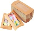 10/30/50pcs kraft paper pillow box with transparent window, candy packaging box, snack box for birthday wedding party. 