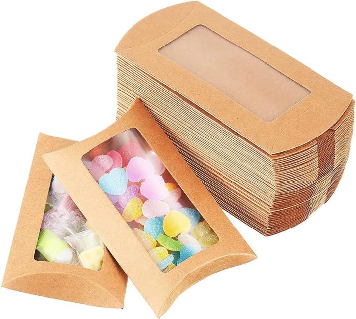 10/30/50pcs%20kraft%20paper%20pillow%20box%20with%20transparent%20window,%20candy%20packaging%20box,%20snack%20box%20for%20birthday%20wedding%20party%20-%20Image%202