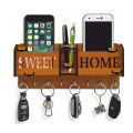 ZF Sweet Home Designer Key Holder - Wall Mounted, 5 Hooks, Brown Wood, Home & Office Decoration. 