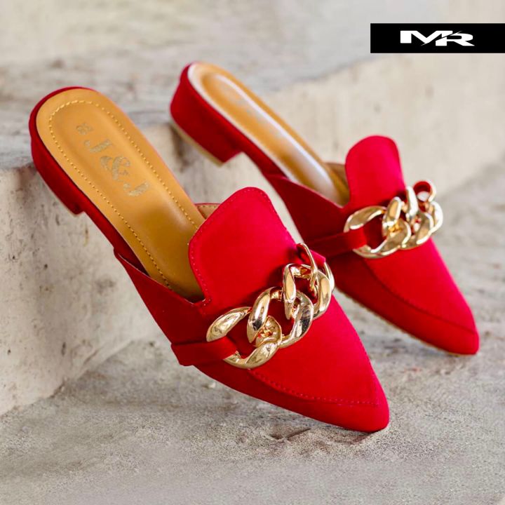 Girls Party Use New Fashion Beautiful Chain Design Semi Heel Shoes | Chail Half Shoes