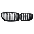 Glossy Black Front Kidney Double Slat Grill Grille For BMW 5 Series F10 F11 F18 2010-2017 Dual Line Racing Grills. 
