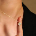 French Bling Four Leaf Clover pendant Necklace 925 Sterling Silver 14k Gold plated CZ Clavicle Chain Fashion jewelry for Women. 