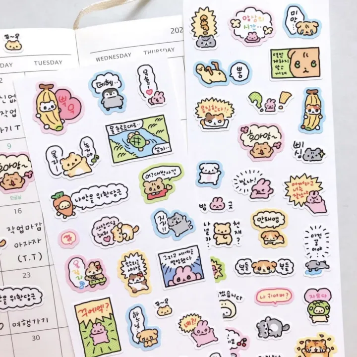 Korean%20Cartoon%20Cute%20Kawaii%20Graffiti%20Hand%20Drawn%20Rabbit%20Sticker%20Hand%20Account%20Photo%20Planner%20Diary%20Scrapbook%20DIY%20Decorative%20Stickers%20-%20Image%206