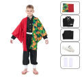 Kids Demon Slayer Corps Kimetsu No Yaiba Cosplay Costume - Kamado Tanjirou Uniform with Anime Cloak Agatsuma Zenitsu Dress-Up Ou. 