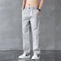 Good Quality Spring Summer Thin Men's Casual Straight Trousers Elastic Waist Outdoor Business Solid Color Long Cargo Pants Male. 
