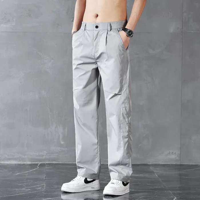 Good%20Quality%20Spring%20Summer%20Thin%20Men's%20Casual%20Straight%20Trousers%20Elastic%20Waist%20Outdoor%20Business%20Solid%20Color%20Long%20Cargo%20Pants%20Male%20-%20Image%205