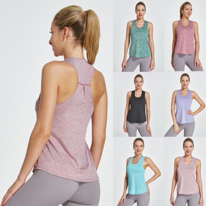 Women's Quick Dry Athletic Tank Top Summer Cold Shoulder U Neck Cross Front Yoga Cover Up Gym Wear Training Fitness Sleeveless