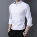 Men's Casual Fashion Business Solid Color Long Sleeved Shirt. 