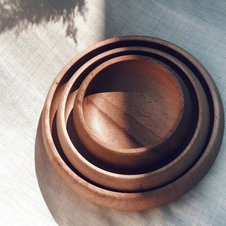 Wooden bowls, salad bowls made with real solid wood.( Pack of 3)