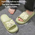 Bow Tie Slippers for Women Sweet Girls Flip Flops Outdoor EVA Non-Slip Beach Slides Comfortable Sandals Summer Fashion Slippers.