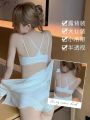 MOYISU French Lace Bra & Panty Set Women Push-Up Enhancer Small Chest Low Back Leopard Print Adjustable Anti-Sag Sheer Allure.