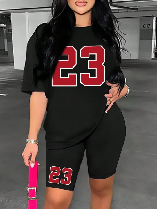 Women's%20Summer%20Set%20Number%2023%20Print%20Casual%20Shorts%20Set%20Sports%20Women's%20Shirt%20Shorts%202%20Piece%20Street%20Wear%20Set%20Womens%20Summer%20Clothes%20-%20Image%207