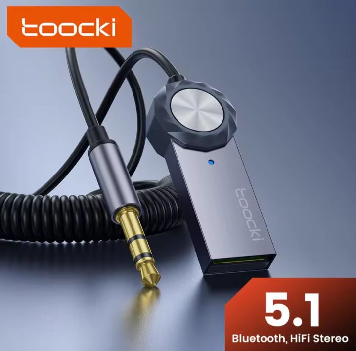 TOOCKI Bluetooth Aux Adapter USB To 3.5mm Jack Car Audio Music Mic Bluetooth 5.1 Handsfree Kit For Car Bluetooth Transmitter