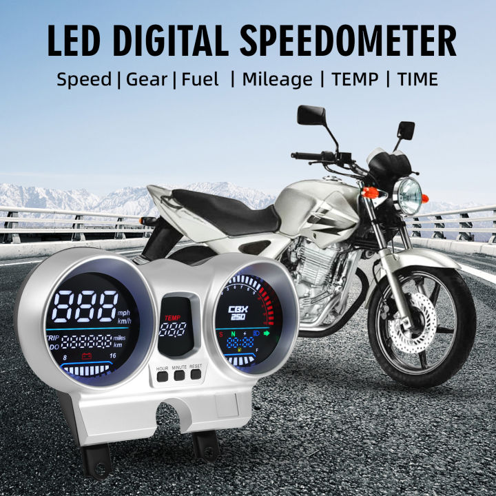 LED Digital 12V Motorcycle Speedometer Gauge Tachometer Odometer Dashboard For Honda CBX250 CBF250 Twister 2001-2008 Waterproof