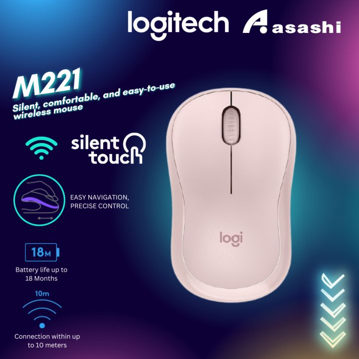 Logitech%20M221%20Wireless%20Mute%20Mouse%20more%20suitable%20for%20GIRLS%20Office%20Compact%20Portable%20Fashion%20Optical%20Mouse%20-%20Image%202