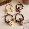 7Pcs Colorful Hair Scrunchies Caramel Colored Bow Bear Beads Flowers Hair Rope Elastic Hair Bands Girls Women Accessories. 