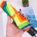 1pc - Rainbow Wonder - Portable Three- fold Umbrella with Short Handle,  Foldable Design for Effortless Style and Protection. 