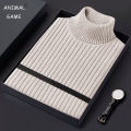 Autum Men's Slim Fit Pullover Sweaters Long Sleeve Turtleneck Sweater Casual Stripe Knitted Winter Warm Outdoor Streetwear. 