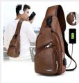 New Men's PU Leather Sling Pack Chest Shoulder/ Crossbody Messenger Biker Bag By / Hulaak. 