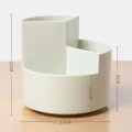 1pc Rotating Pen Holder, Office Student Desktop Pen Storage Box, Office Storage Three-hole Makeup Brush Box. 