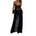 Women‘s Elegant Glitter Sheer Beach Cover Up Dress Sleeveless Sequin Maxi Dress with Side Split Midi Beach Smock  Black  Vintage. 