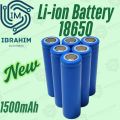 18650 Li ion Cell Rechargeable new | 3.7V to 4.2V |Actual Capacity 1500mAh+ tested| Mass 42g. 