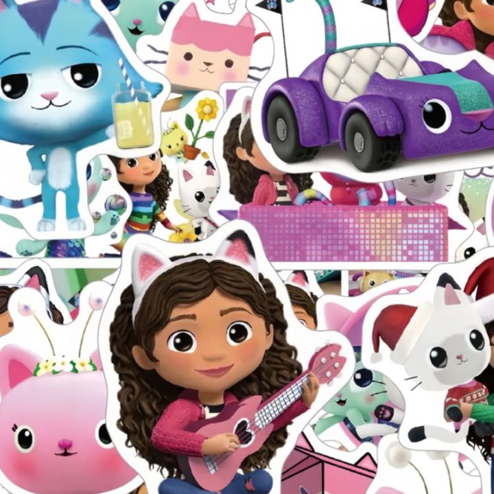 10pcs/30pcs/50pcs Gabby Dollhouse Cartoon DIY Party Decoration Stickers Birthday Party Supplies Kids Boys Girls