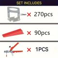 270Pcs Clips and 90Pcs Plastic Tile Leveling System with 1 Pliers Tool (Also Available as Individual Accessories) - Reusable Wedges, Professional Spacing and Alignment Kit, for Ceramic Floor and Wall Tile Installation. 