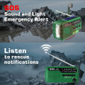 DEGEN DE13 Emergency Hand Crank Solar Radio with Flashlight/Alarm Clock/Phone Charger, Portable FM/MW/SW Multiband Receiver. 