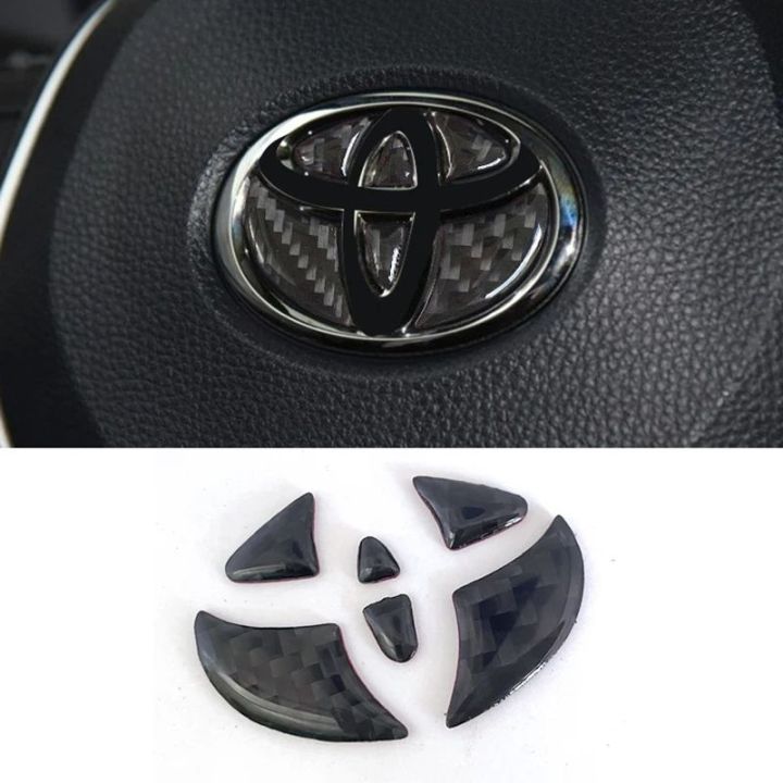 Carbon Fiber Car Interior Steering Wheel Logo Sticker Protective Decoration For Toyota