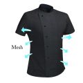 Western Restaurant Men's Solid Color Kitchen Jacket Summer Hotel Female Cook Uniform 360°Breathable Black and White Chef Outfit. 