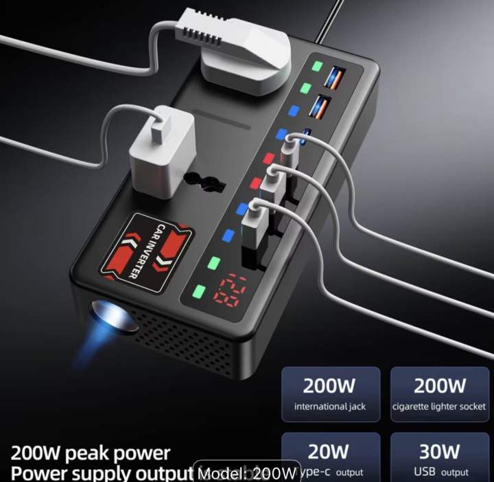 Car%20Inverter,%2012V%7C24V%20to%20110V/220V,%20High-Power%20Fast%20Charging,%20Universal%20Socket%20extension%20plugs%20for%20Cars/Trucks,%204%20USB%202%20PD%20Fast%20charging%20Power%20Converter%20with%20Voltage%20Display,%20200W,%20Suitable%20for%20Mobile%20Phones,%20Computers,%20Etc%20-%20Image%208