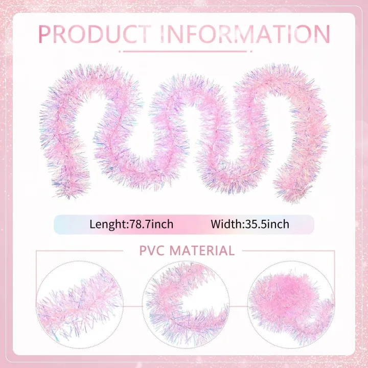 78.7inch%20Pink%20Tinsel%20Garland%20Shiny%20Metallic%20Glitter%20Party%20Decoration%20for%20Christmas%20Valentine%20Wedding%20Birthday%20Holiday%20Home%20Decor%20-%20Image%206