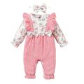 0-18 Months Newborn Baby Girl Romper Cute Floral Long Sleeve with Bow Bodysuit+Headband Infant Girl Spring&Autumn Jumpsuit. 