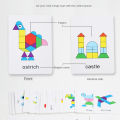 210 Pieces Set Wooden 3D Puzzles Geometric Shape Tangram Jigsaw Montessori Games Kids Educational Toys with 30pcs Cards. 