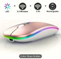 Wireless Illuminated Mouse - Rechargeable, Dual-Mode (2.4G+BT), Ultra-Quiet for Office Use - Compatible with Laptops, Desktops, Tablets - Type-C Charging, 300mAh Battery, Wireless Mouse for Laptop. 