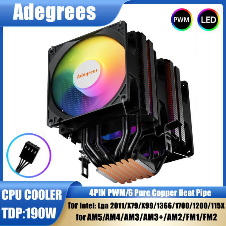 CPU Air Cooler 6 Heat Pipes 4Pin PC Procesor Tower AM4 Cooler for Intel ...
