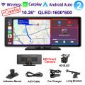 Universal 10.26" Car Intelligent 4K 360° Rotatio Car DVR Dash Cam Wireless CarPlay & Android Auto Bluetooth WIFI Rear Reversing.