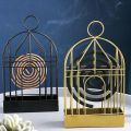 1pc Fireproof Mosquito Coil Holder – Wrought Iron Hanging Birdcage Design. 