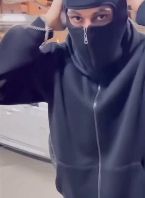 New Black Ninja Balaclava Zipper Hoodies For Men